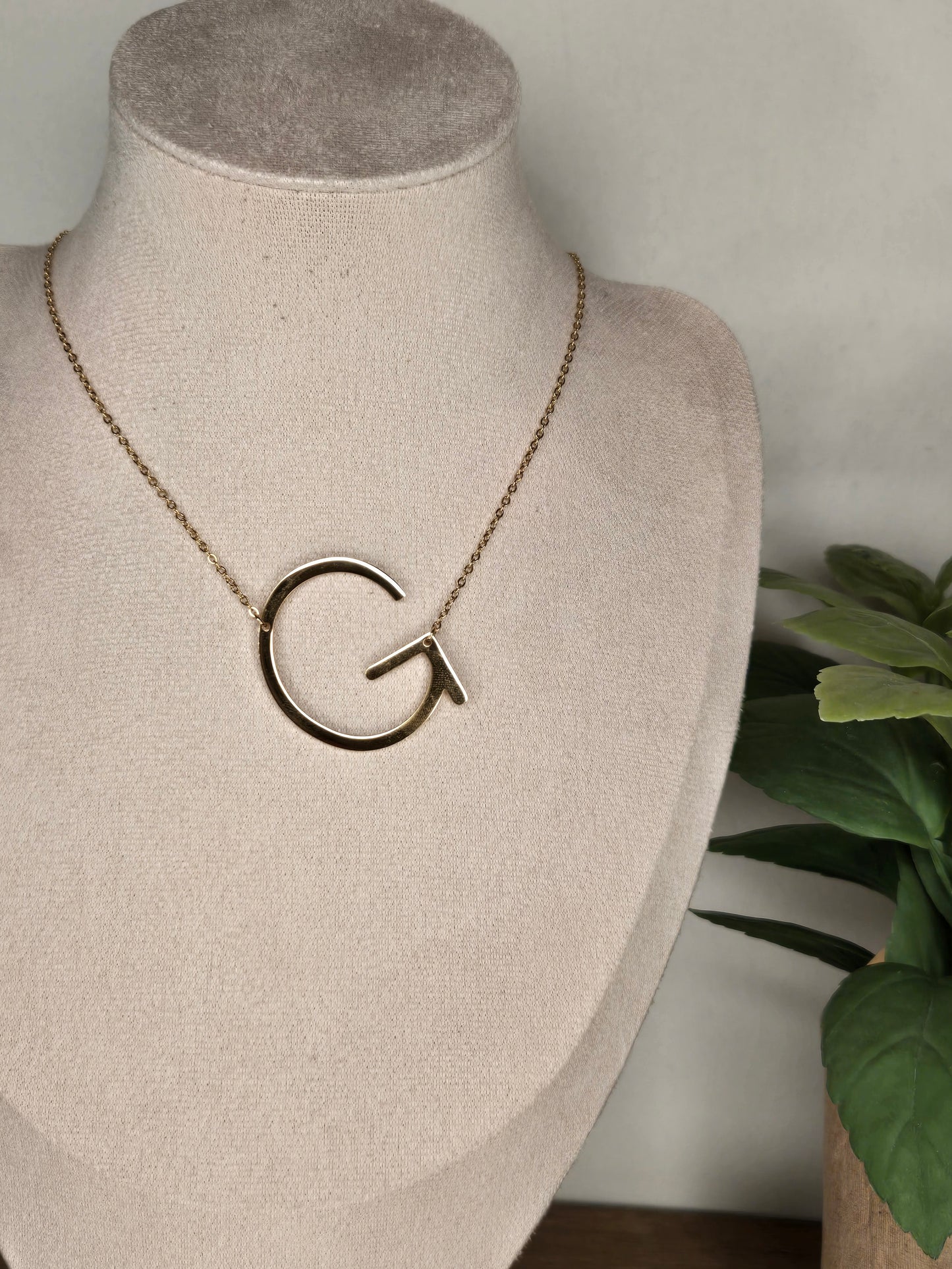 Large Initial Necklace - Gold G