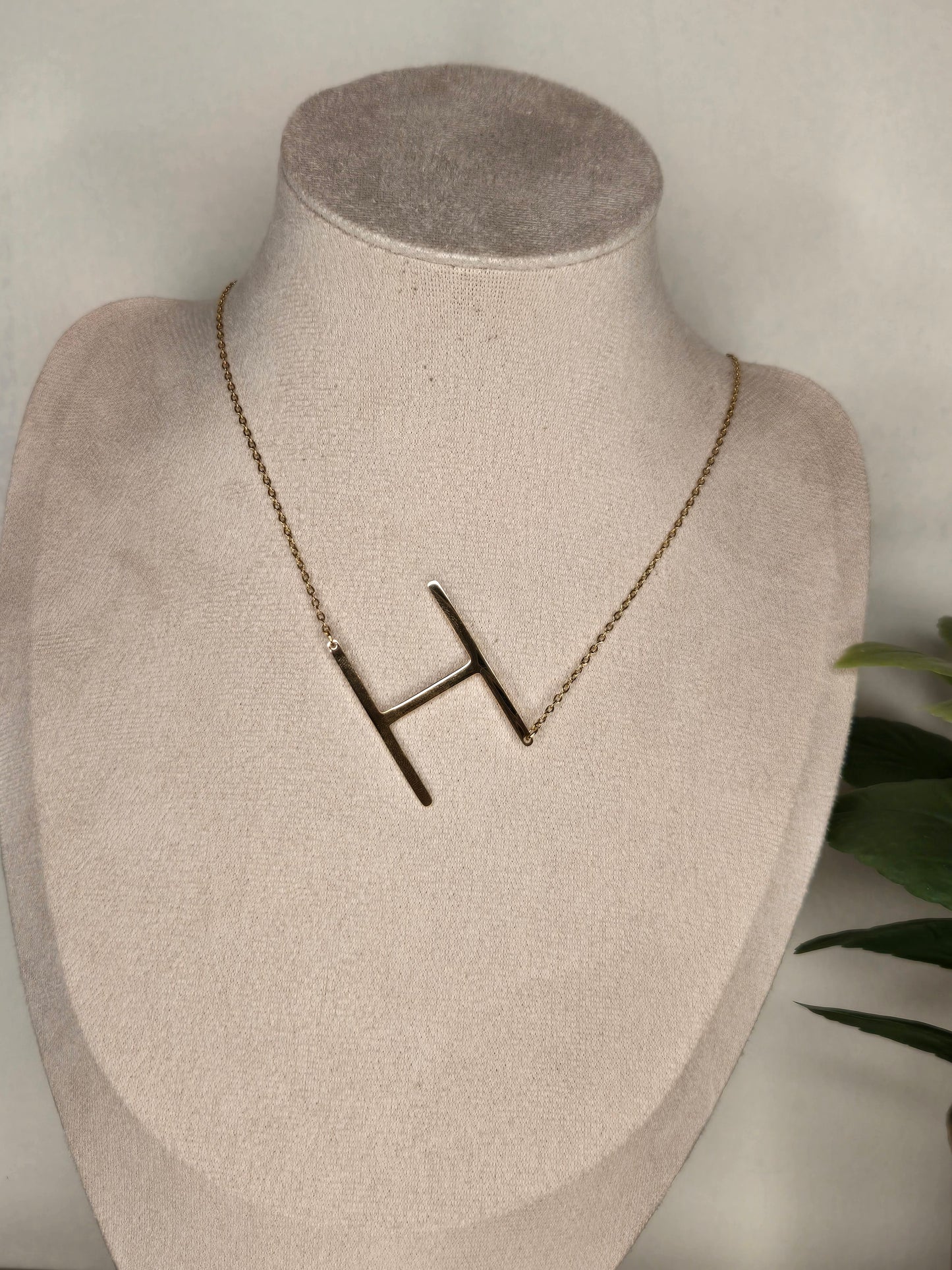 Large Initial Necklace - Gold H