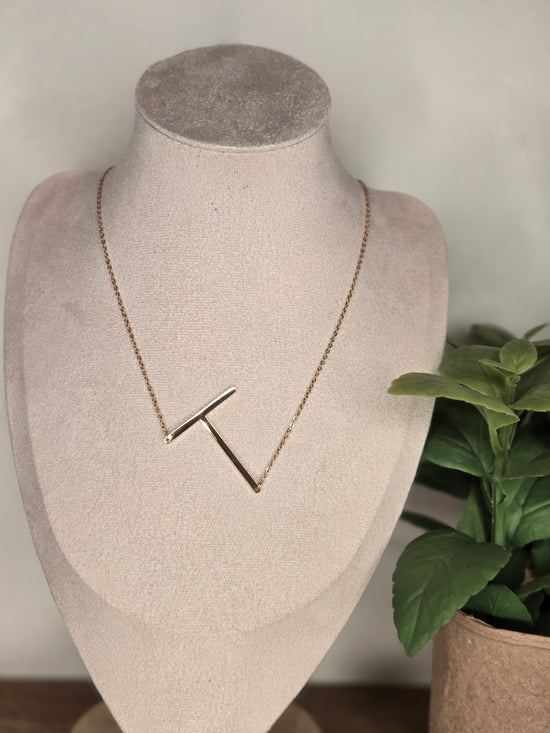 Large Initial Necklace - Gold T