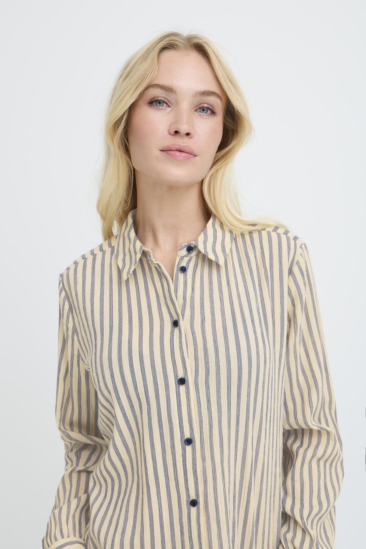 Gaby Button Up Top - Medieval Blue