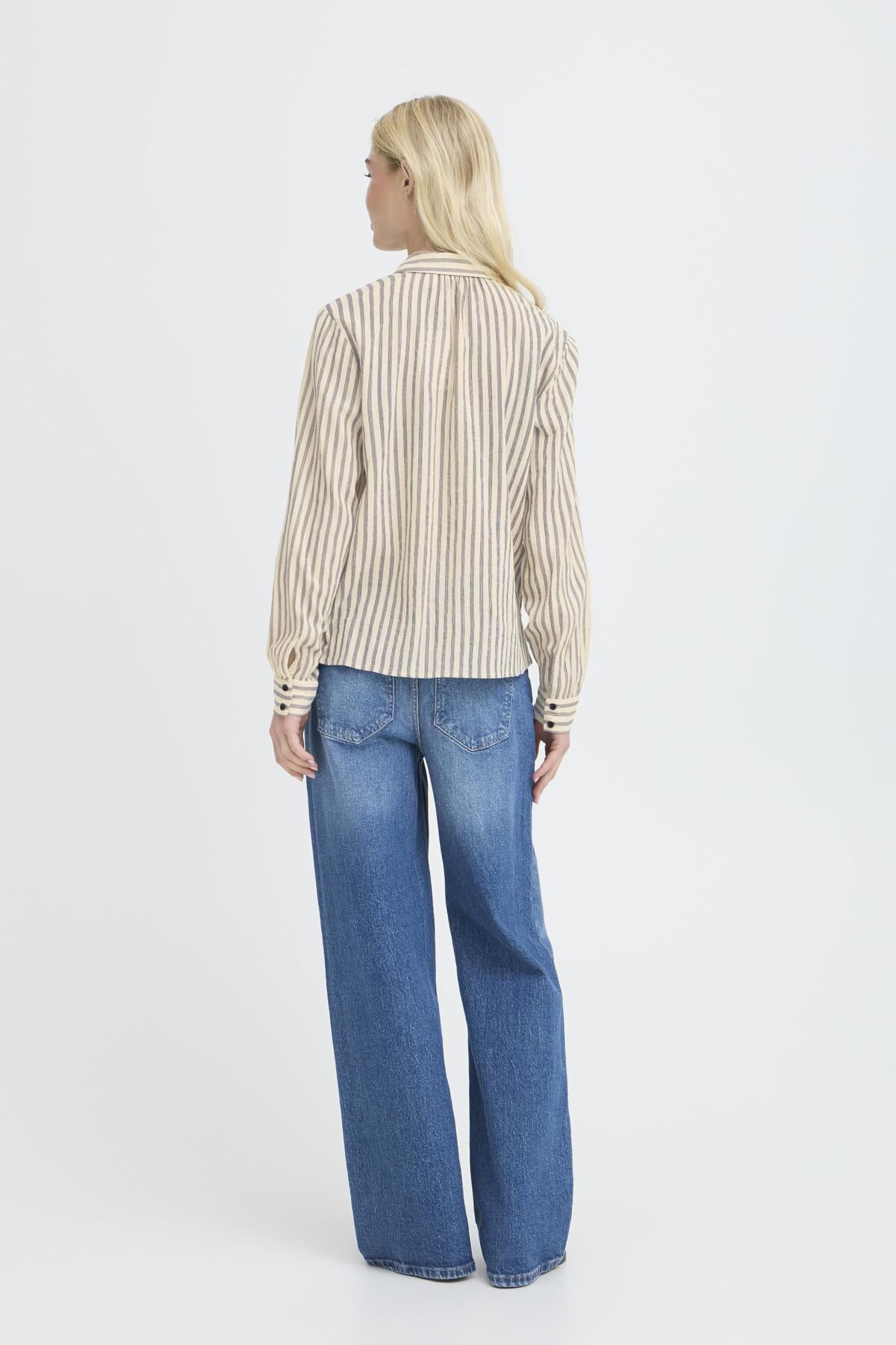 Gaby Button Up Top - Medieval Blue