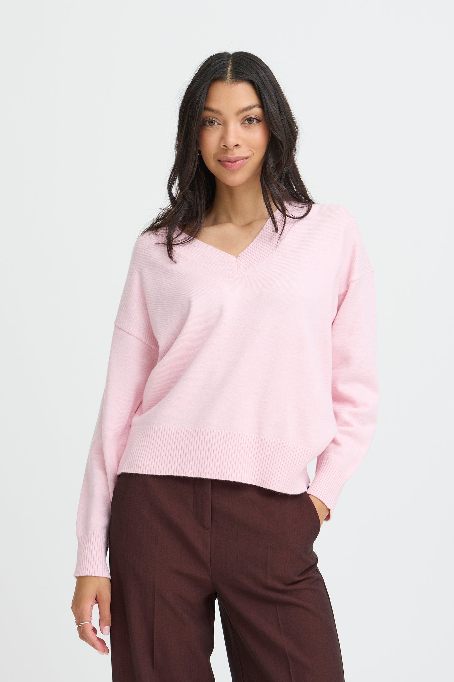 Manina V-Neck Sweater - Hot Pink