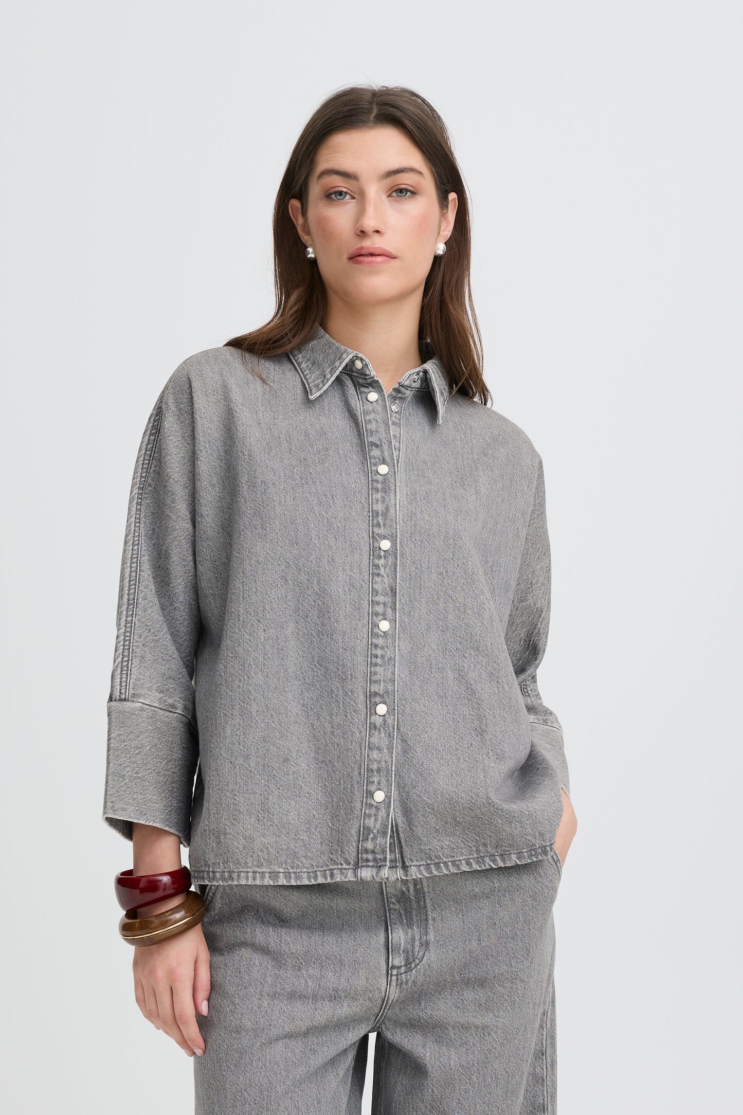 Kimu Snap Front Jacket - Mid Grey