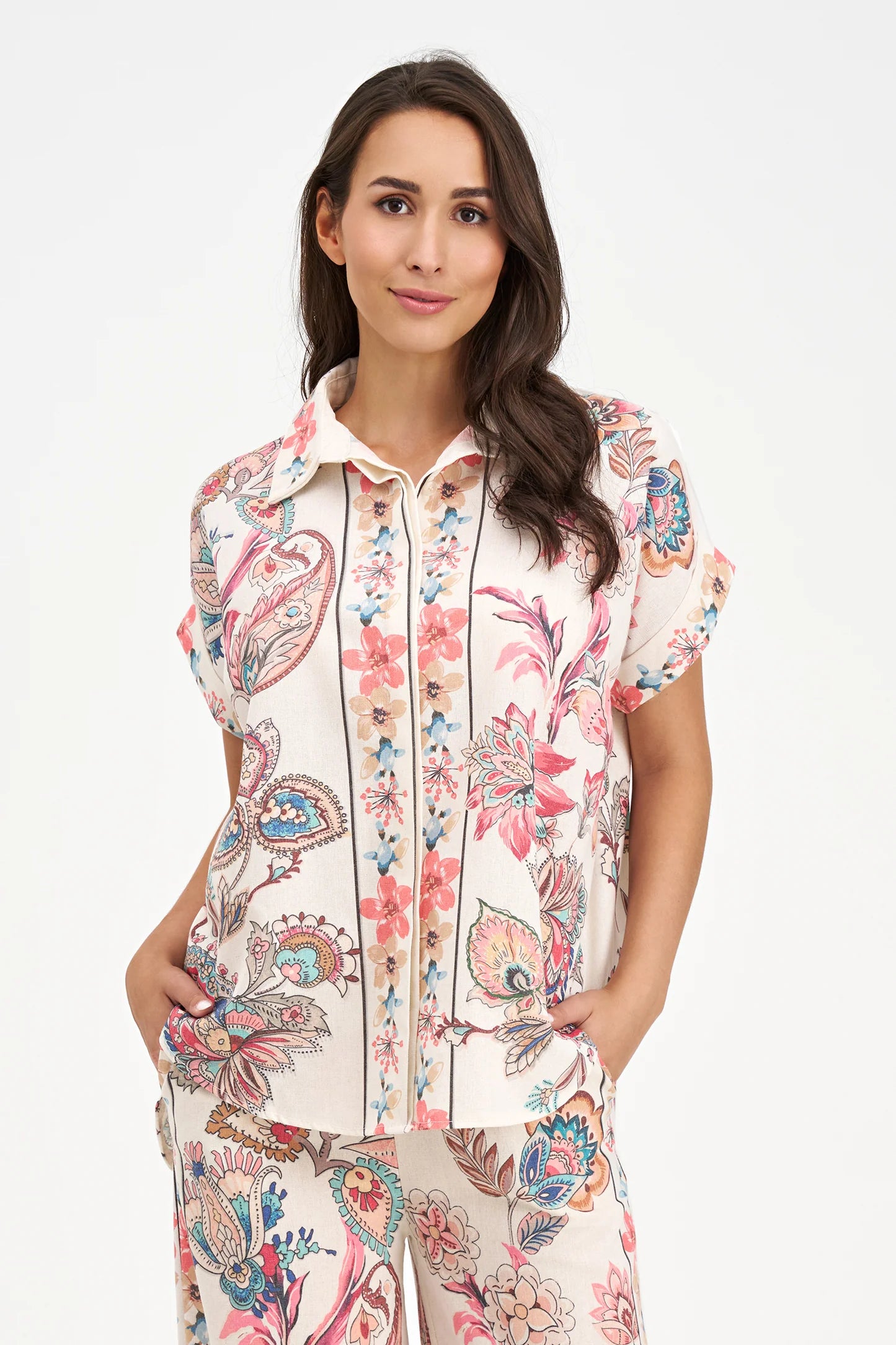 Short Sleeve Paisley Top - Sunset Boho