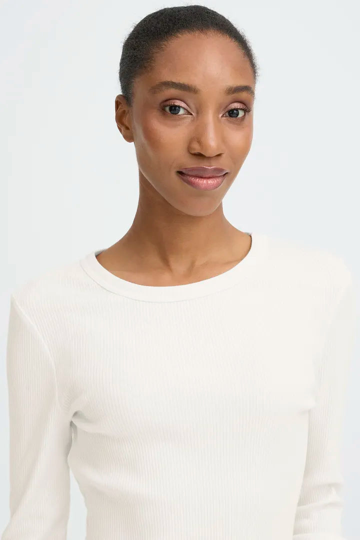Sinne Long Sleeve Ribbed Tee - Marshmallow