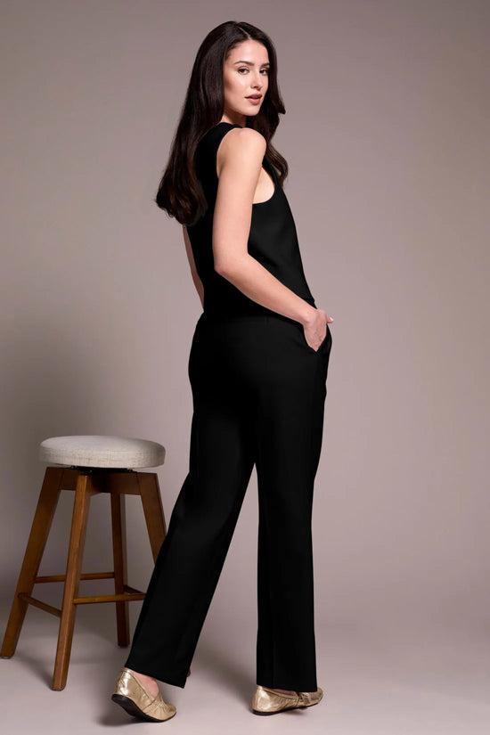 High Rise Pleat Front Pants - Black