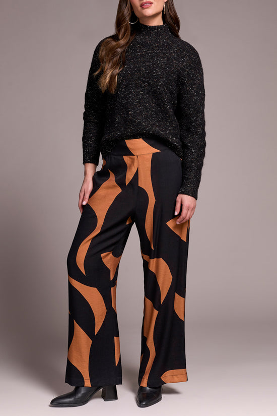Pull On Geometric Print Flowy Pants - Bran