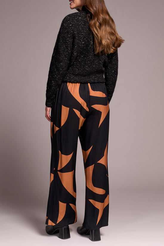Pull On Geometric Print Flowy Pants - Bran