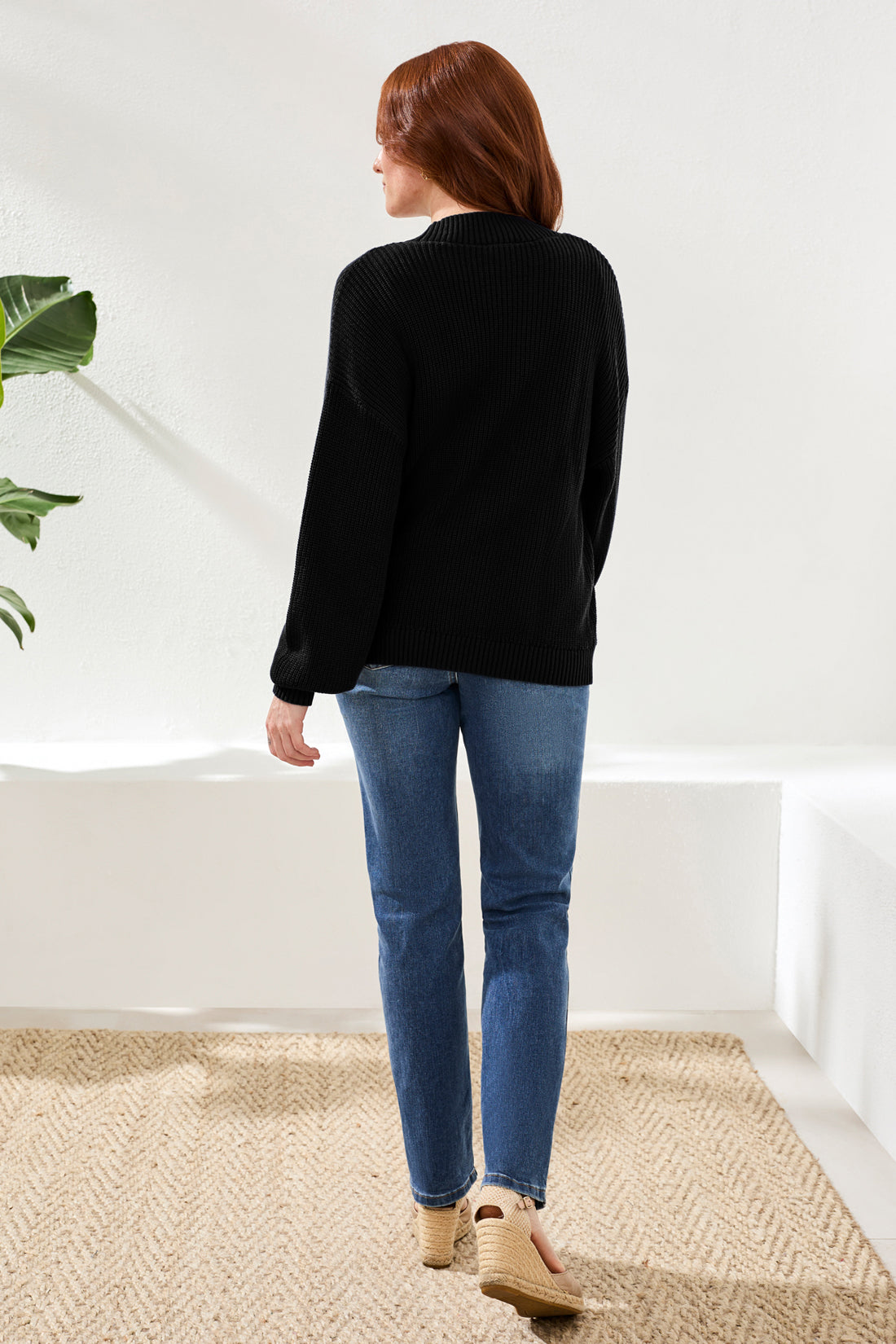 V-Neck Cardigan Sweater - Black