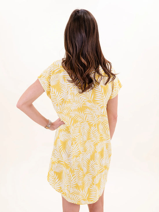 Shirt Dress with Cap Sleeves - Bright Gold