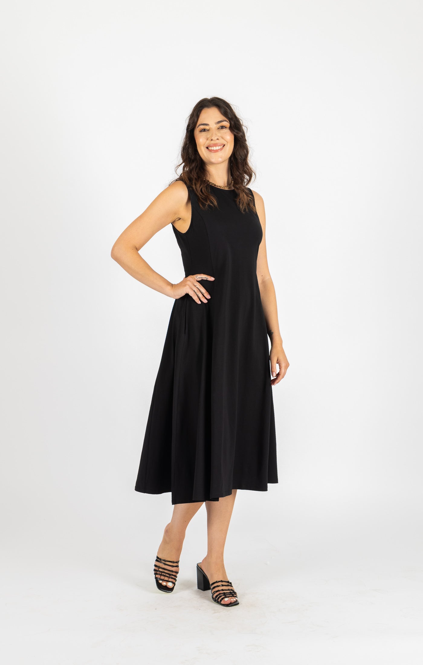 Sleeveless Maxi T-Shirt Dress - Black