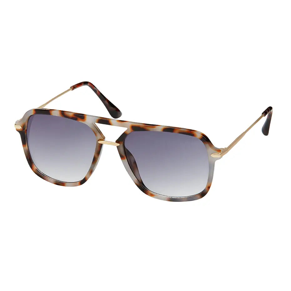 Modern Square Aviator Sunglasses Tortoise with Grey Lens Bailey Road