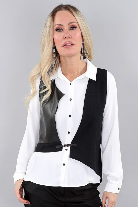 Top & Vest Twin Set - Black/White