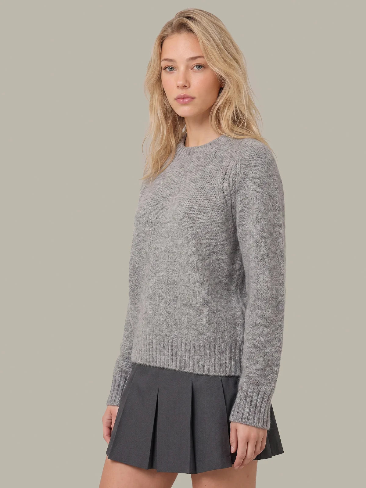 Constance Crew Neck Sweater - Grey Heather