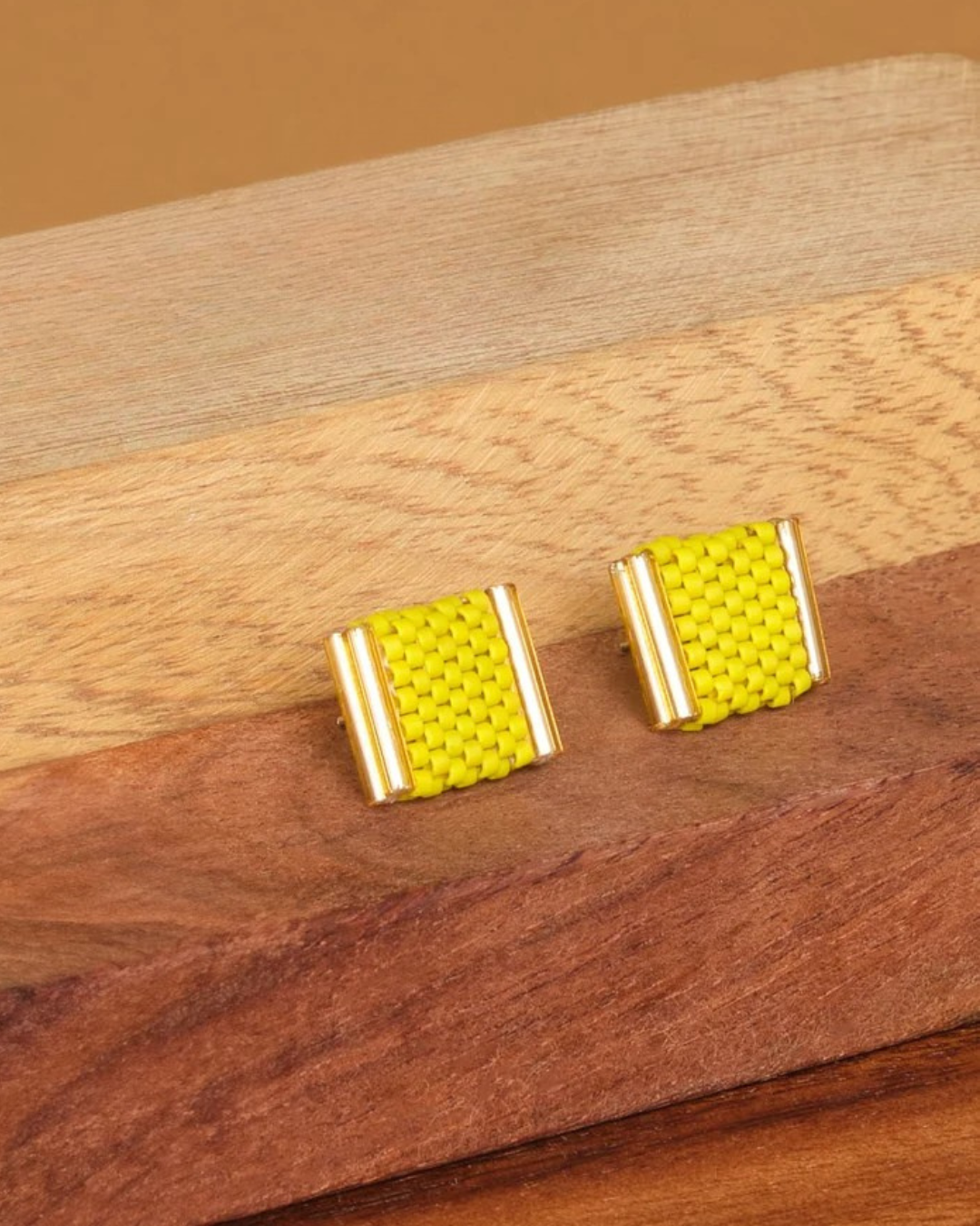 Square Stud Earrings - Citron