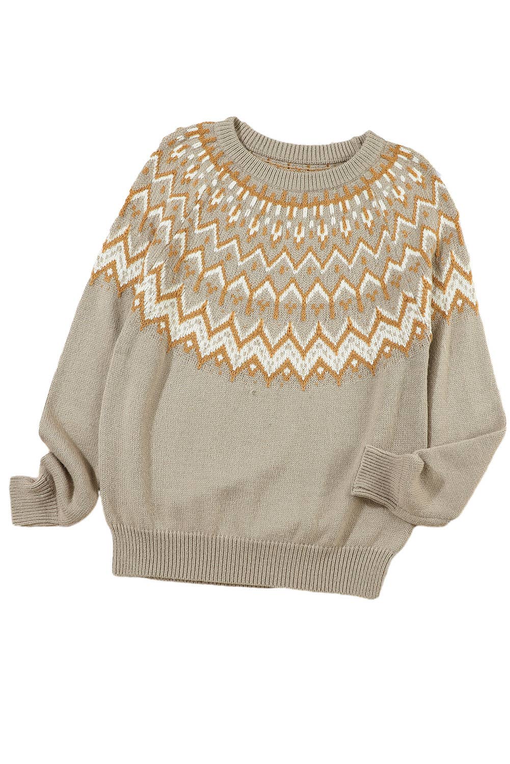 Geometric Fair Isle Crewneck Sweater