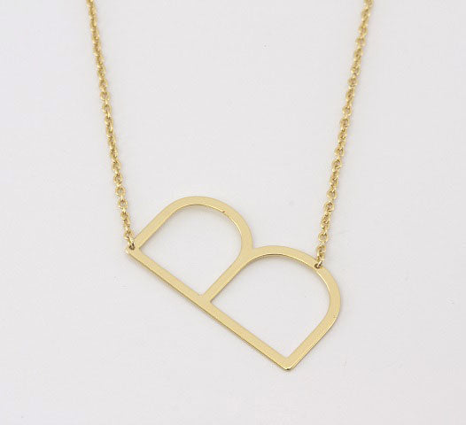 Sideways Initial Necklace - Gold