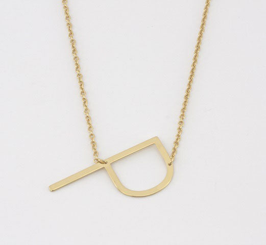 Sideways Initial Necklace - Gold