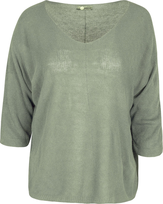 Lightweight Sweater with 3/4 Sleeves - Tea