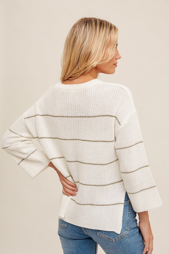 Load image into Gallery viewer, Oversized Rib Knit Sweater with Side Slits - Ecru
