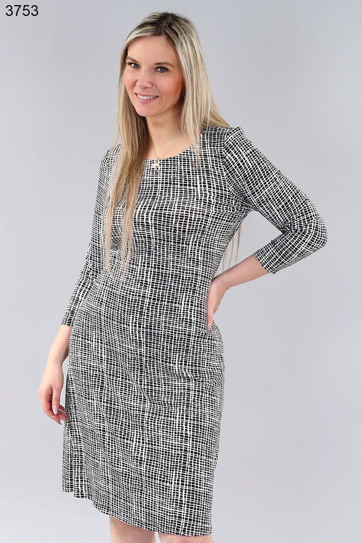 Window Pane Dress - Black/White