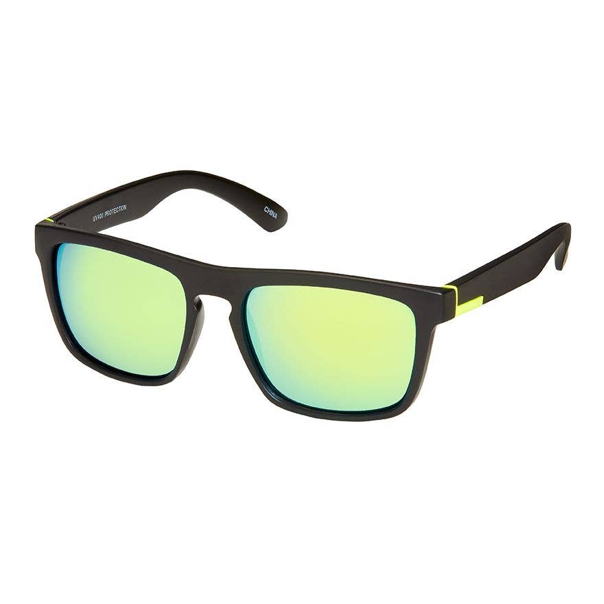 Pop Color Wrap Mirror Sunglass - Green Lens