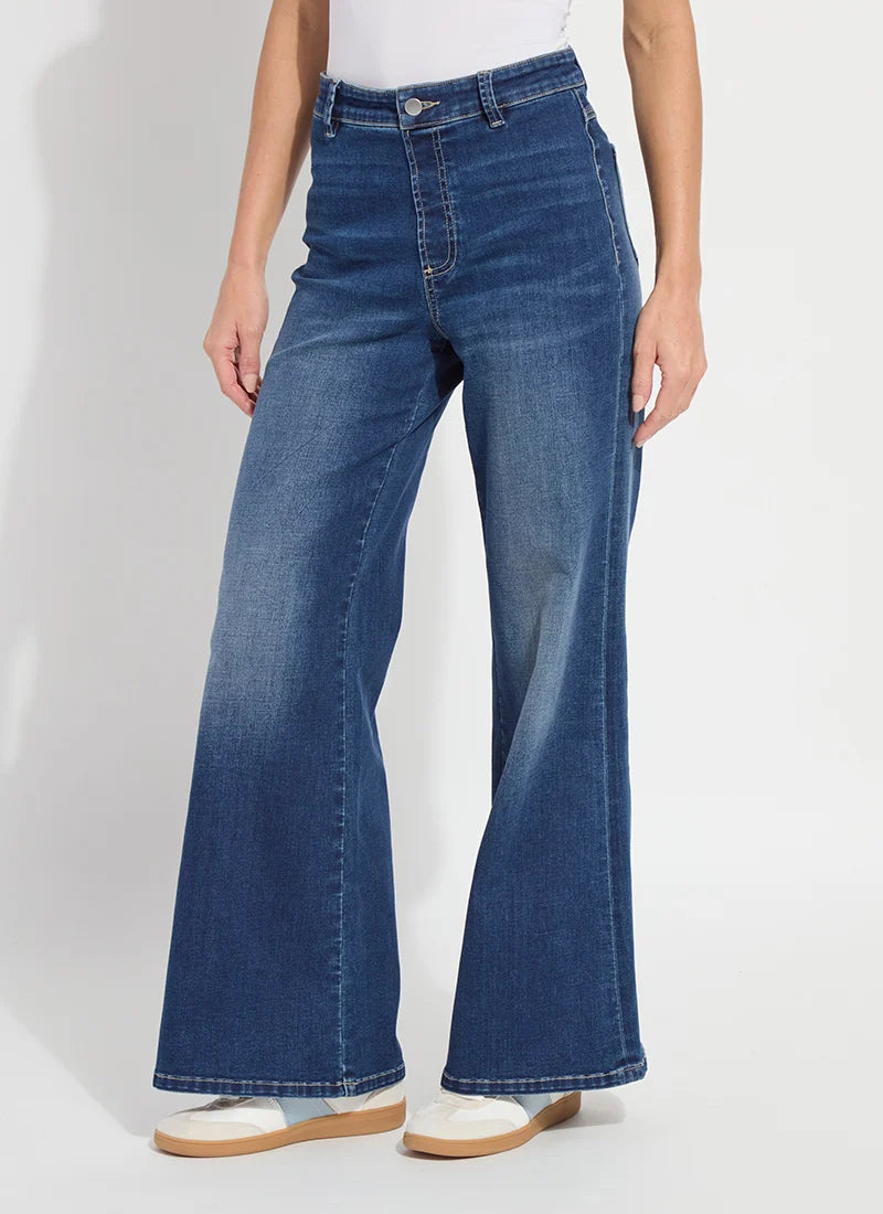 Iris Wide Leg Everyday Denim Jeans - Dark Midwash