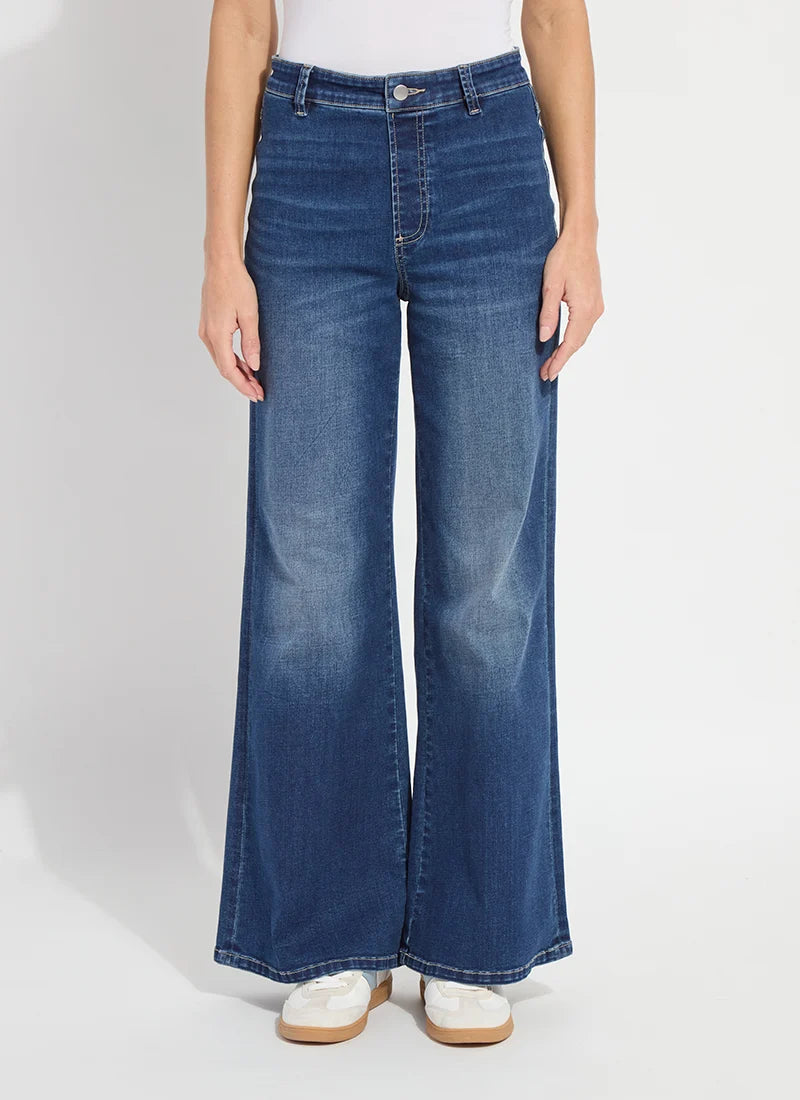 Iris Wide Leg Everyday Denim Jeans - Dark Midwash