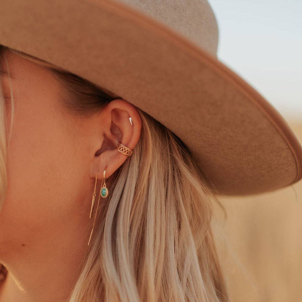 Riley Turquoise Hoop Earrings- Gold