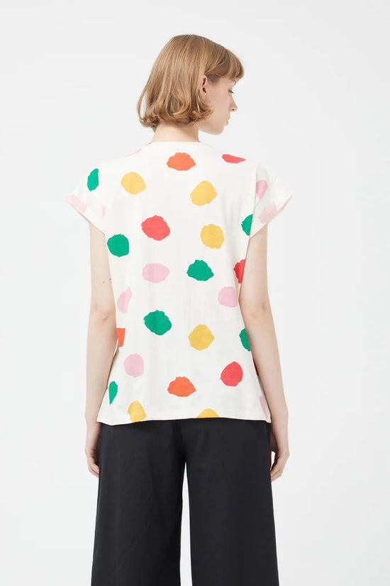 Short Sleeve Top with Colored Dots