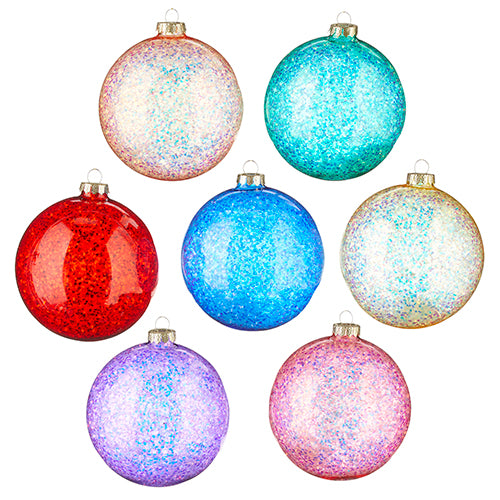 Glittered Ball Holiday Ornament - Purple