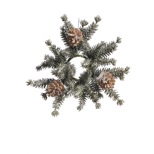 Iced Pine Mini Wreath Holiday Candle RIng