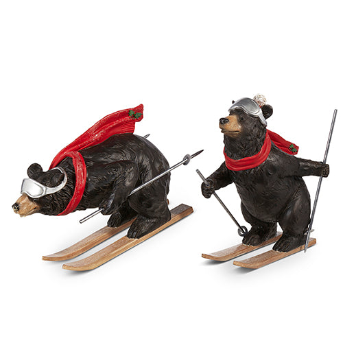 Skiing Black Bear Holiday Decoration - Standing Up