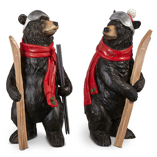 Skiing Bear Holiday Decoration - With Skis & Poles