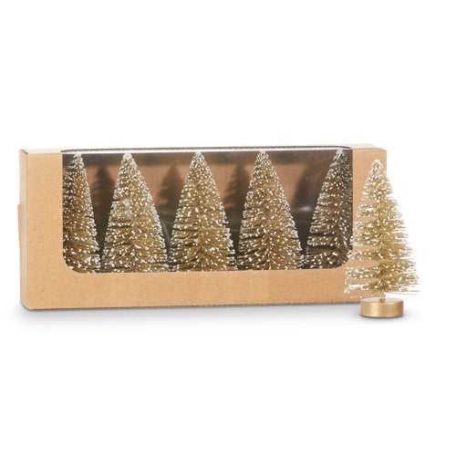 Champagne Bottle Brush Holiday Trees - Boxed Set of 5