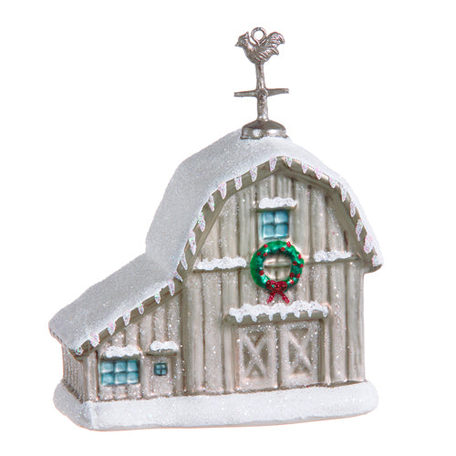 Snowy Barn Holiday Ornament