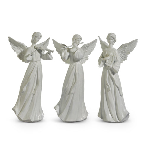 White Angel Holiday Decoration With Instrument  - Lyre