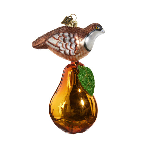 Partridge and Pear Holiday Ornament