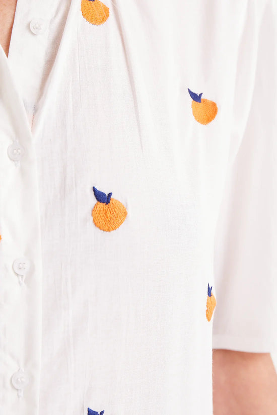 Short Sleeve Shirt With Embroidered Oranges