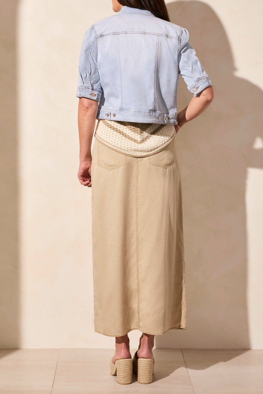 Elbow Sleeve Denim Jacket - Light Surf