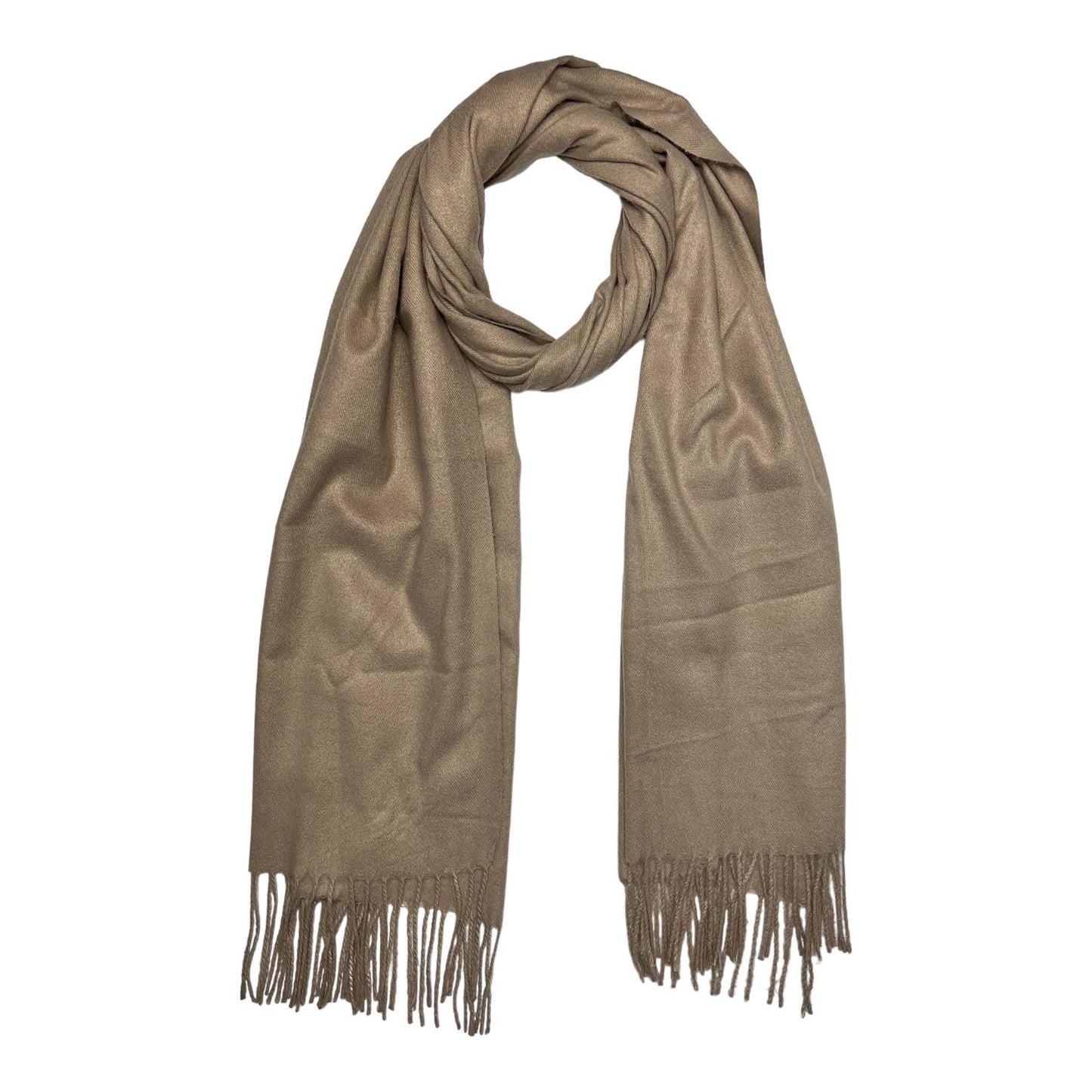 Plain Wool Blend Scarf with Tassels - Duckegg
