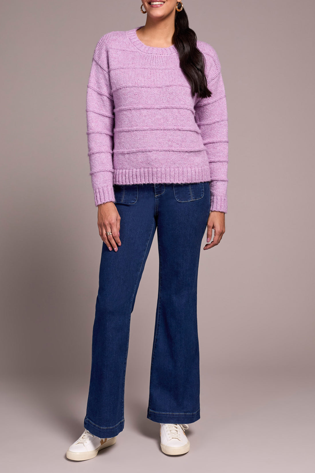 Crew Neck Sweater - Heather Purple