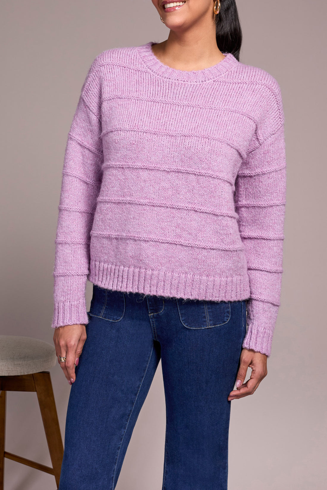 Crew Neck Sweater - Heather Purple