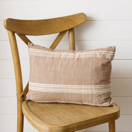 Load image into Gallery viewer, Woven Stripe Lumbar Pillow - Praline
