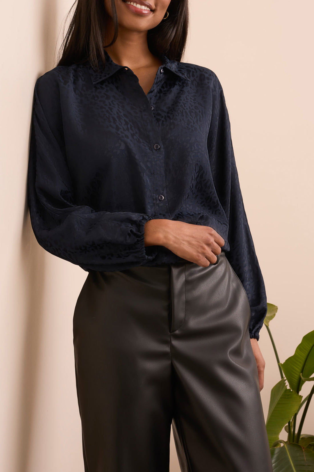 Jacquard Satin Top - Night Fall