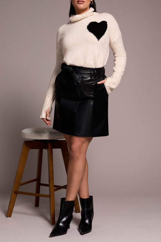 Faux Leather Skirt with Pockets - Black