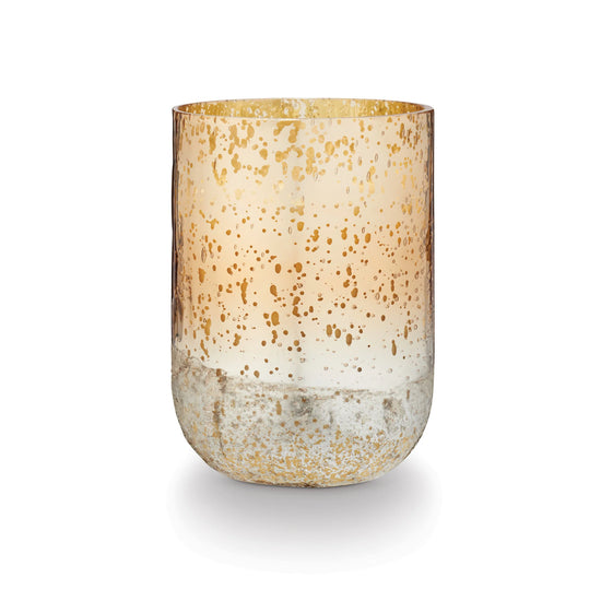 Winter White Crackle Glass Candle - Large