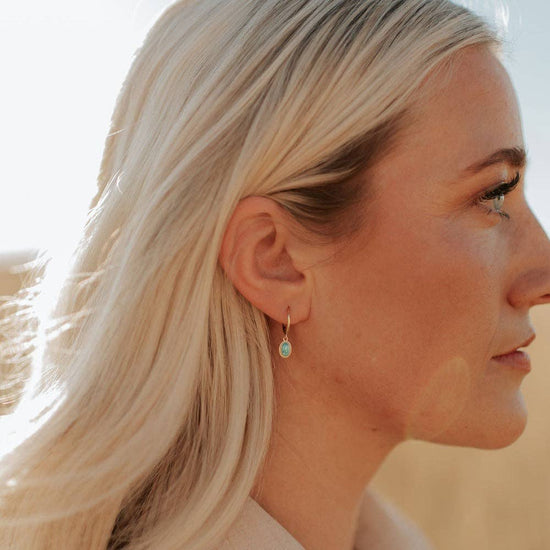 Riley Turquoise Hoop Earrings- Gold