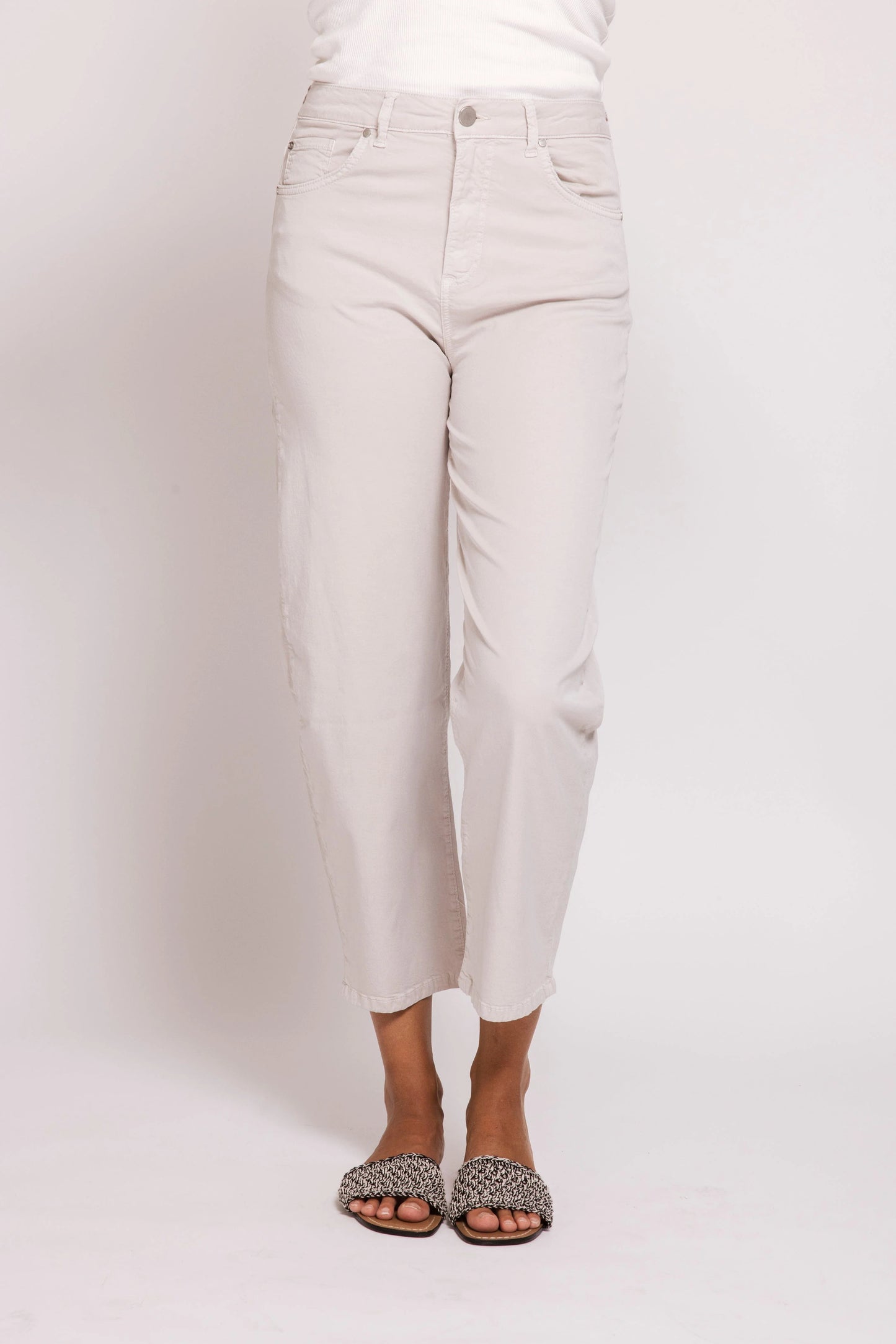 Iza Barrel Twill Pants - Grey