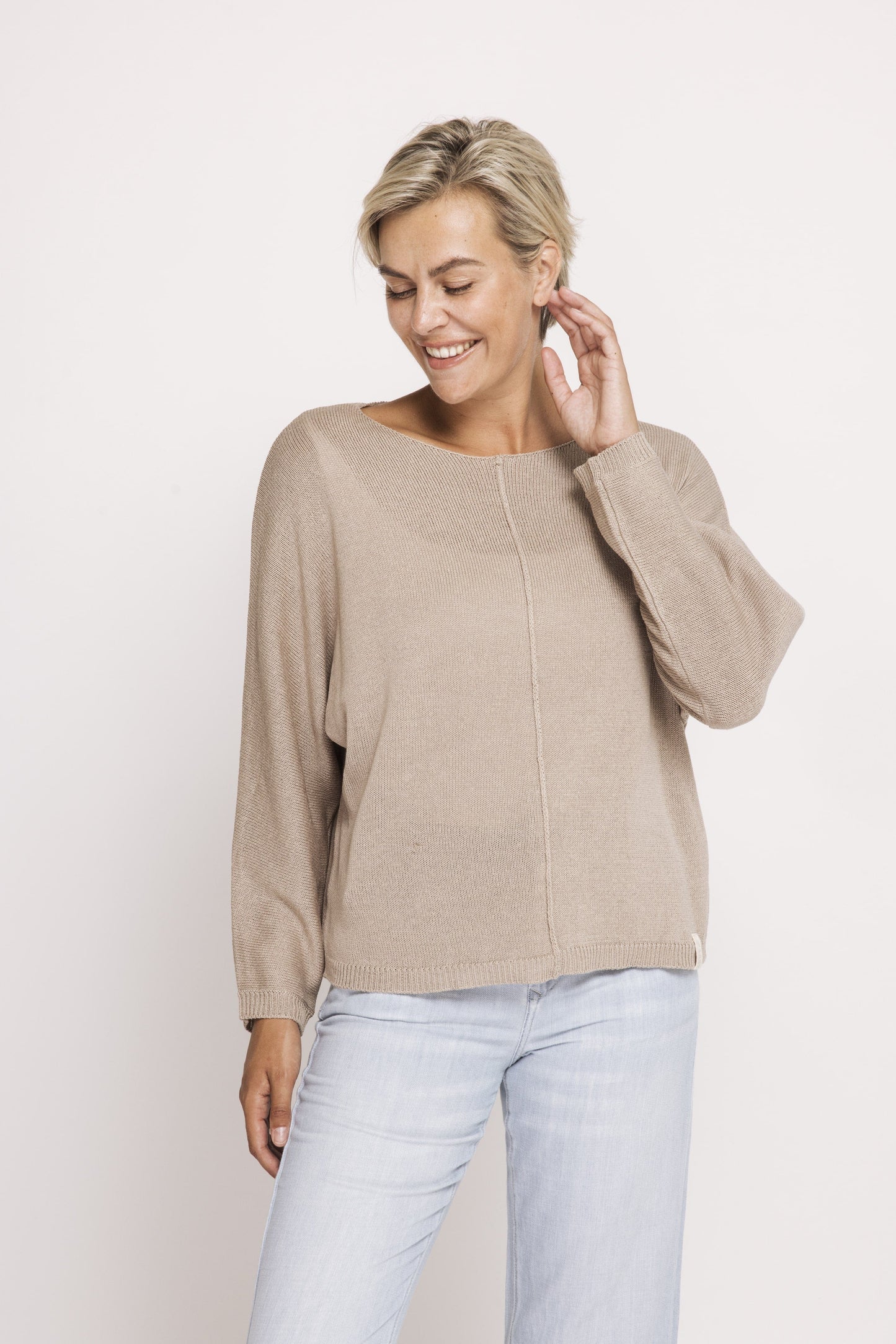 Luni Long Sleeve Ribbed Sweater - Sand